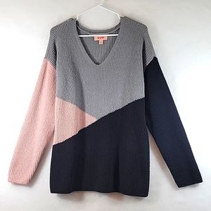 EVRI Color Block V-Neck Pullover Sweater  Size 1X